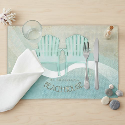 Beach House Adirondack Chairs Aqua Blue ID623 Placemat