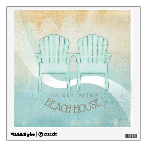 Beach House Adirondack Chairs Aqua Blue ID623 Wall Decal