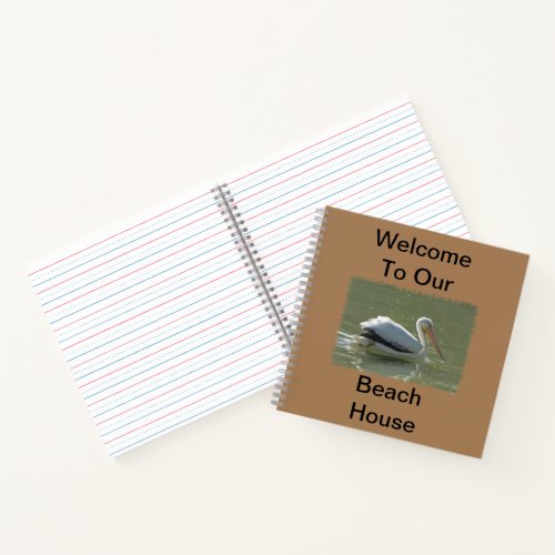 Beach House Airbnb Pelican Bird Welcome Guest Notebook