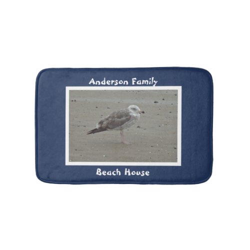 Beach House Artistic Seagull on Sand Ocean Animal Bath Mat