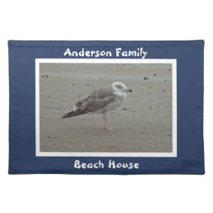 Beach House Artistic Seagull Photo Ocean Bird Cloth Placemat