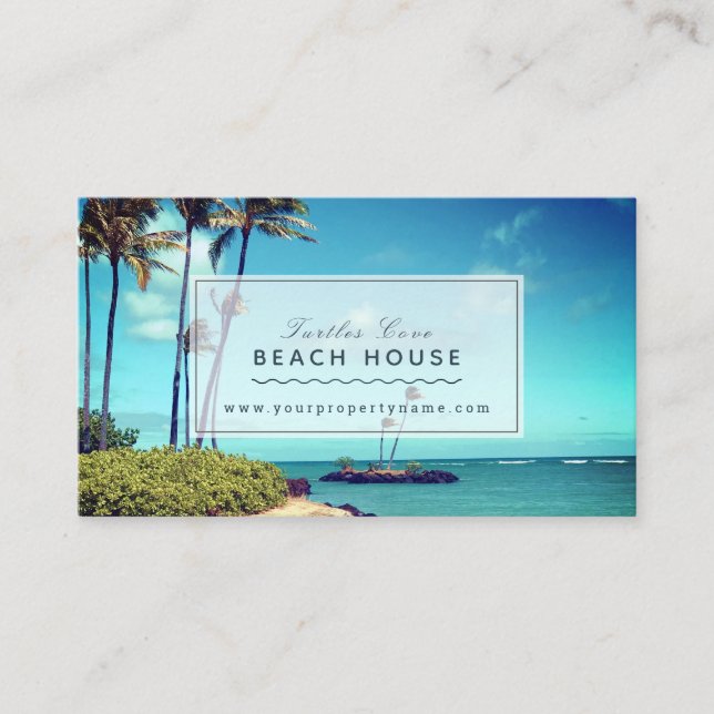 Beach House B&B Vacation Rentals Photo Business Card (Front)