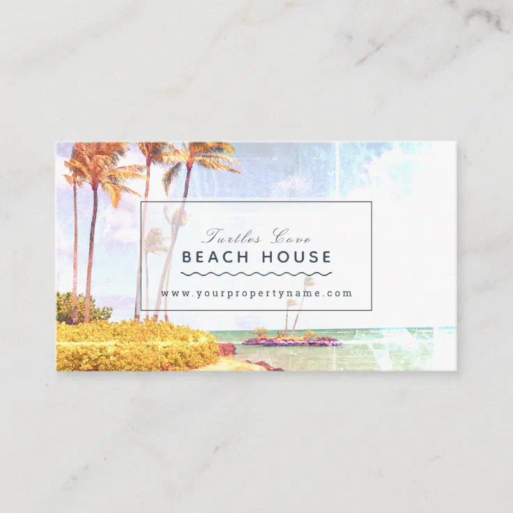 Beach House B&B Vacation Rentals Retro Photo Business Card | Zazzle