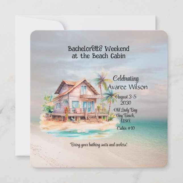 Beach House Bachelorette Party Invitation (Front)