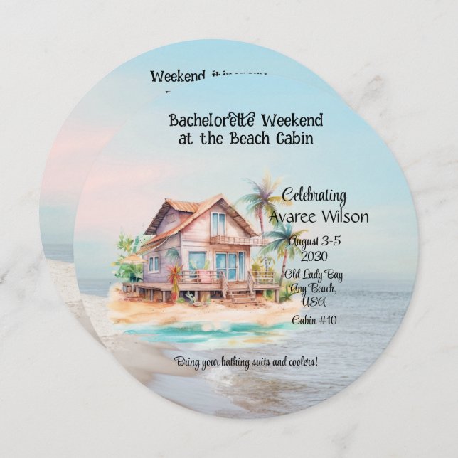 Beach House Bachelorette Party Invitation (Front/Back)