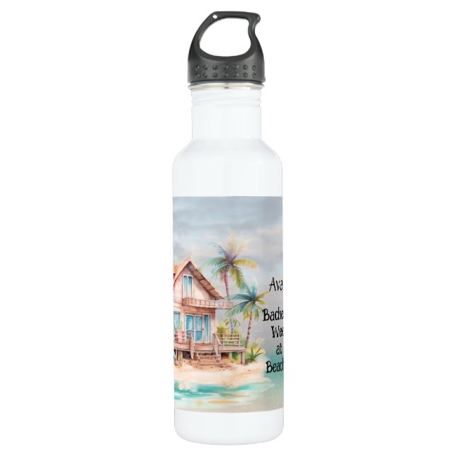 Beach House Bachelorette Party  Stainless Steel Water Bottle (Front)