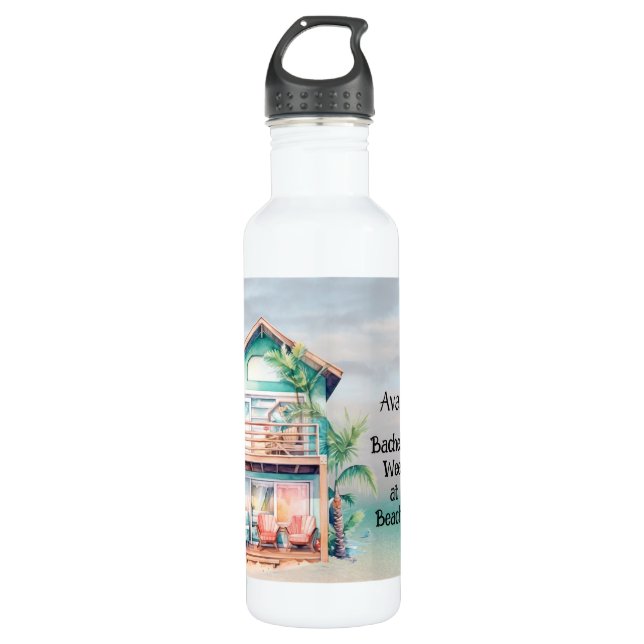 Beach House Bachelorette Party  Stainless Steel Water Bottle (Front)