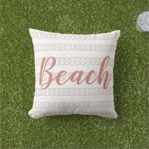 Beach House Beige Nautical Pattern Outdoor Pillow