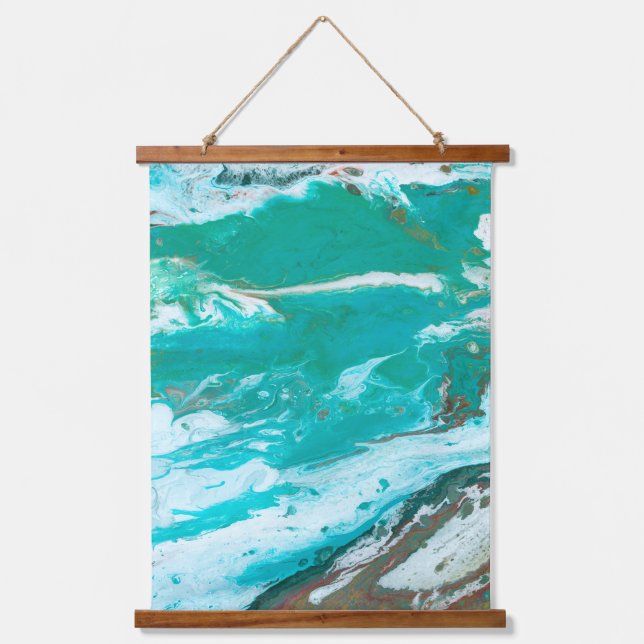 Beach House Blue abstract wave Hanging Tapestry (Front)