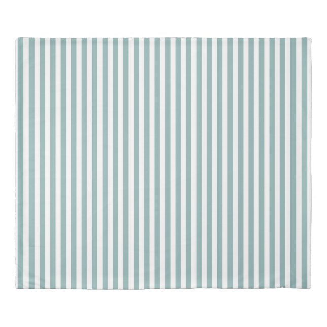 Beach House Blue and White Striped Relaxed Coastal Duvet Cover (Front)