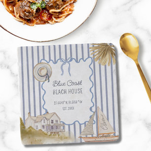 Beach House Blue Coastal Chic Blue Stripes Trivet