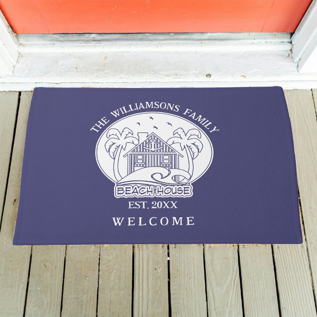 Beach House Blue Housewarming Nautical Welcome  Doormat (Creator Uploaded)