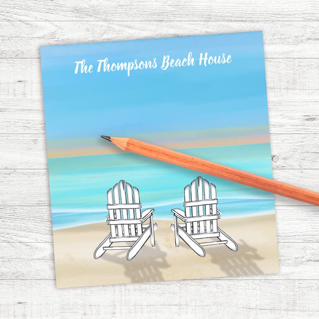 Beach House Blue Ocean Personalized Notepad (Beach House Personalized Notepad.)