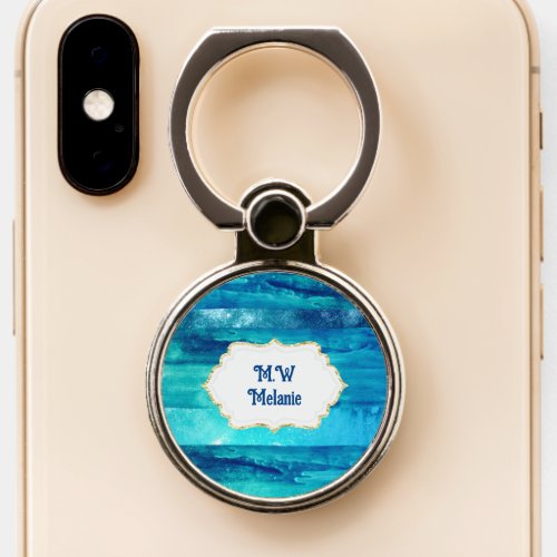 Beach house blue ocean sea waves water name phone ring stand