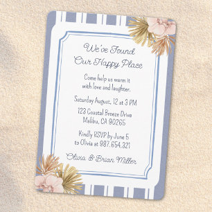Beach House Blue Stripe Coastal Housewarming Party Invitation