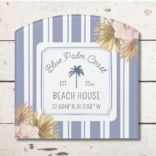 Beach House Blue Stripes Coastal Boho Farmhouse Door Sign