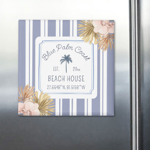 Beach House Blue Stripes Coastal Boho Farmhouse Magnet