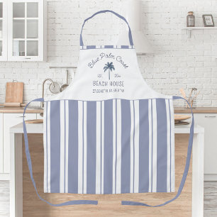 Beach House Blue Stripes Coastal Farmhouse Apron
