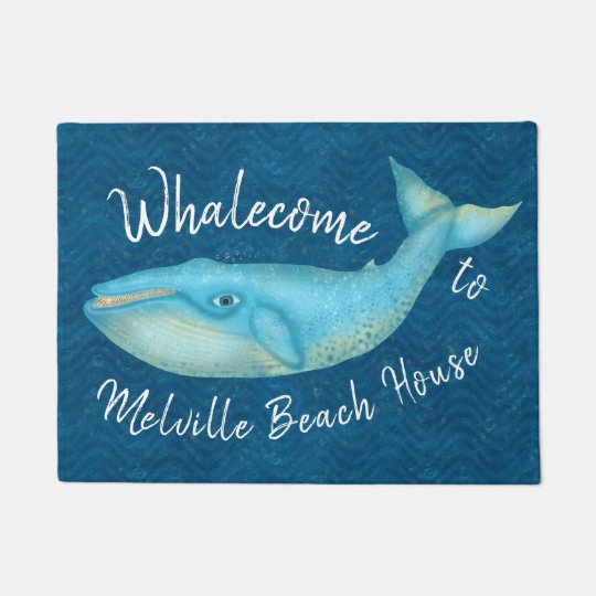 Beach House Blue Whale Nautical Whalecome Custom Doormat