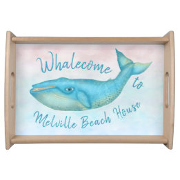 Beach House Blue Whale Nautical Whalecome | Name Serving Tray