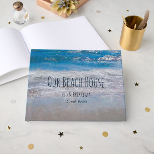 Beach House Blue White Coastal Ocean Guest Book