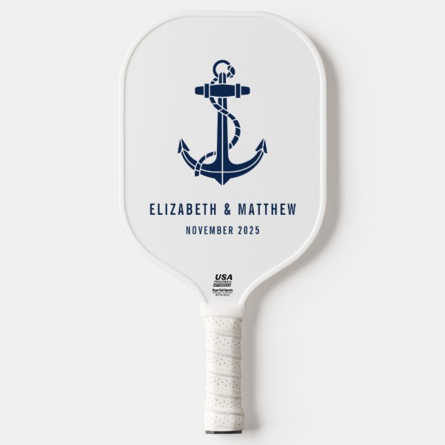 Beach House Boat Anchor Wedding Favors Custom Pickleball Paddle (Front)