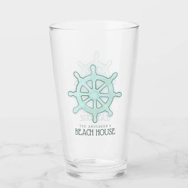 Beach House Boat Helm Aqua Blue ID623 Glass (Front)
