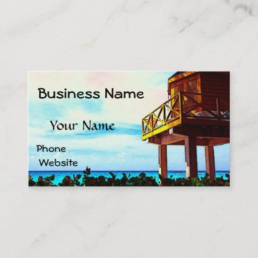 Customizable Beach House with Ocean View Business Card Templates