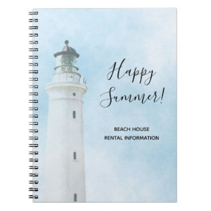 Beach House Cabin rental information lighthouse Notebook