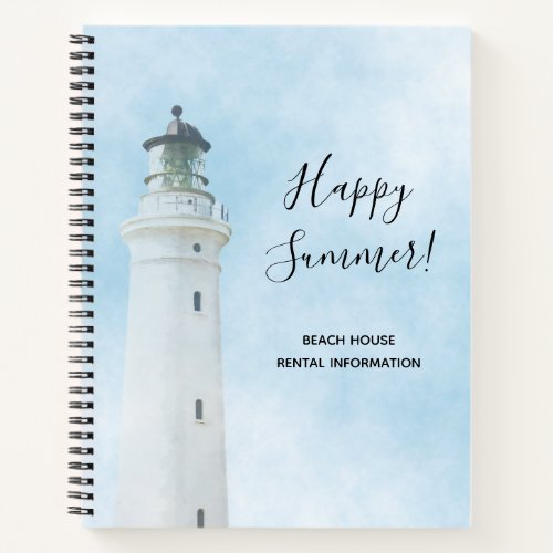Beach House Cabin rental information lighthouse Notebook