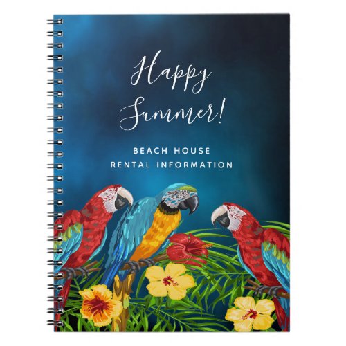 Beach House Cabin tropical blue rental information Notebook