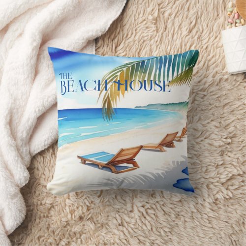 Beach House Chairs Throw Pillow