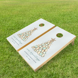 Beach House Christmas Oyster Shell Cornhole Set