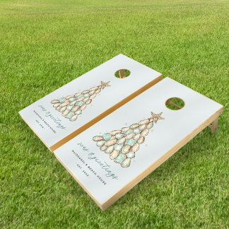 Beach House Christmas Oyster Shell Cornhole Set