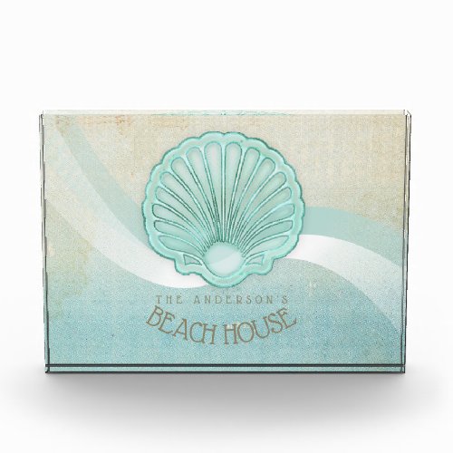 Beach House Clam Shell Aqua Blue ID623 Acrylic Award