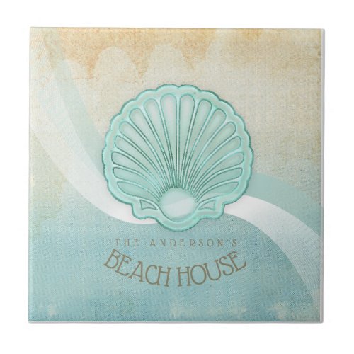 Beach House Clam Shell Aqua Blue ID623 Ceramic Tile