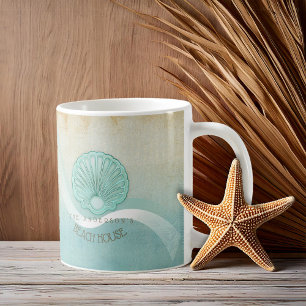 Beach House Clam Shell Aqua Blue ID623 Coffee Mug
