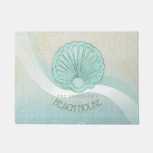 Beach House Clam Shell Aqua Blue ID623 Doormat