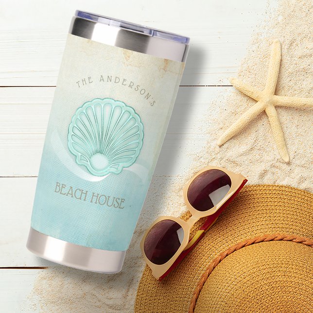 Beach House Clam Shell Aqua Blue ID623 Insulated Tumbler (Creator Uploaded)