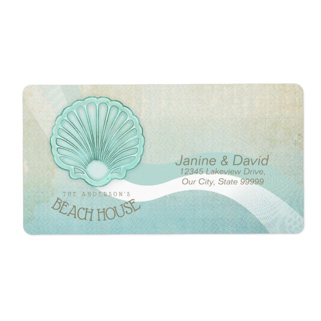 Beach House Clam Shell Aqua Blue ID623 Label (Front)