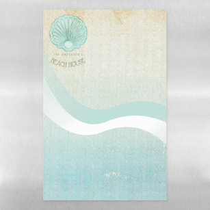 Beach House Clam Shell Aqua Blue ID623 Magnetic Dry Erase Sheet