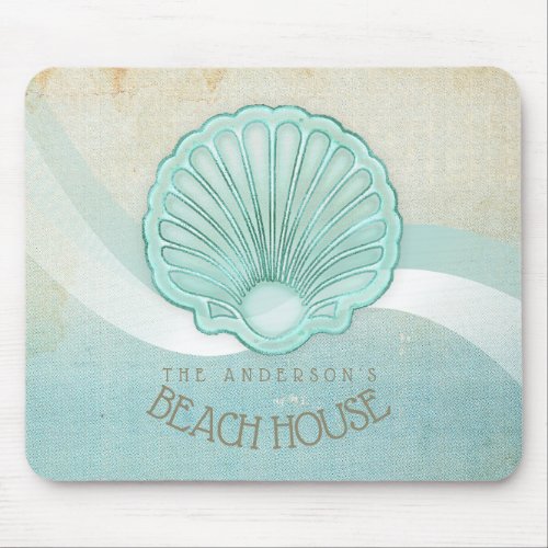 Beach House Clam Shell Aqua Blue ID623 Mouse Pad