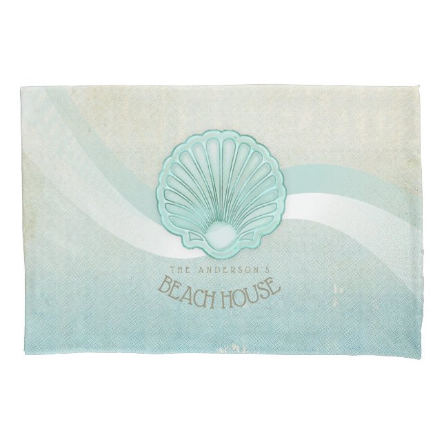 Beach House Clam Shell Aqua Blue ID623 Pillow Case (Front)