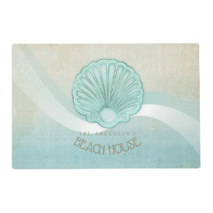 Beach House Clam Shell Aqua Blue ID623 Placemat
