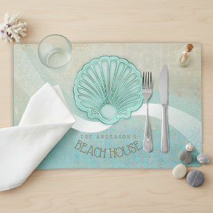 Beach House Clam Shell Aqua Blue ID623 Placemat