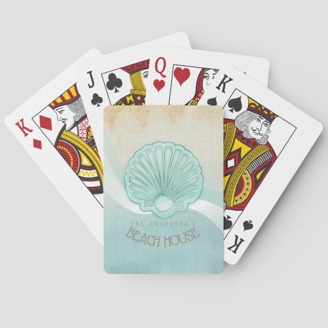 Beach House Clam Shell Aqua Blue ID623 Poker Cards (Back)