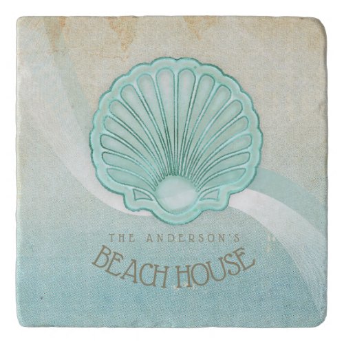 Beach House Clam Shell Aqua Blue ID623 Trivet