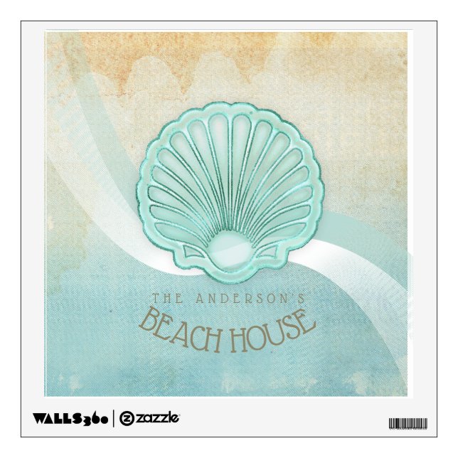 Beach House Clam Shell Aqua Blue ID623 Wall Decal (Front)