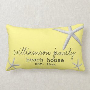 Beach House Coastal Starfish Yellow Gray Modern Lumbar Pillow