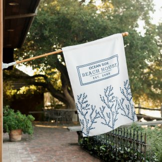 Beach House - Coastal Vacation Rental  House Flag
